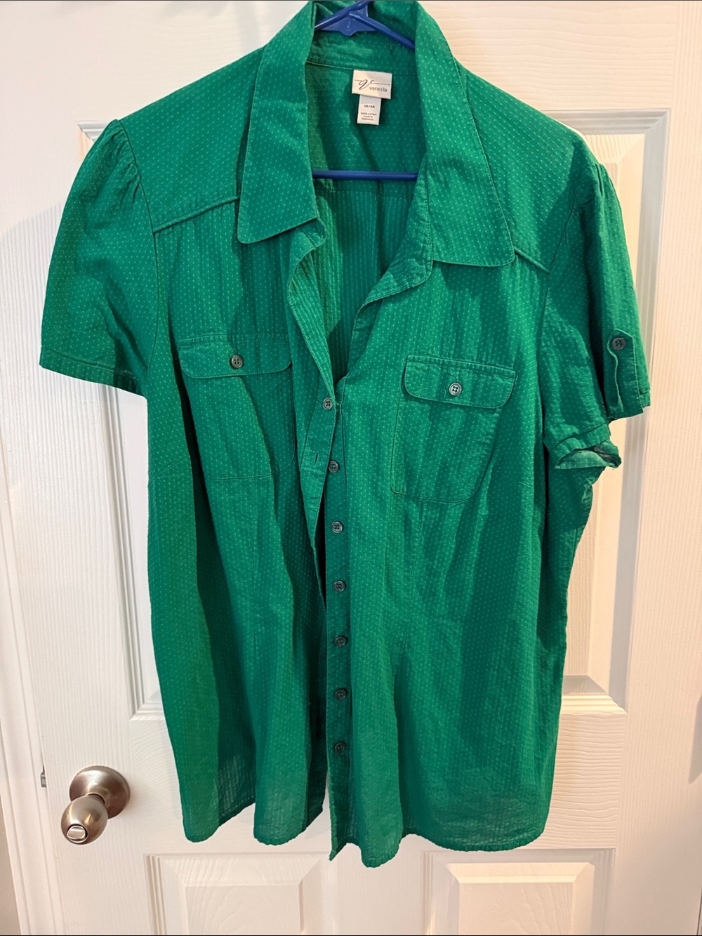 Emerald Green Short-Sleeve Button-Down Shirt